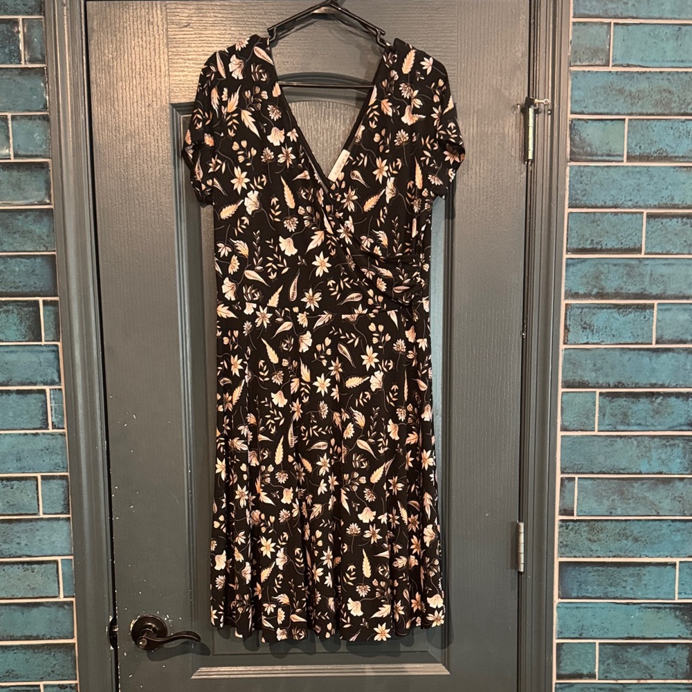Floral Black Wrap Dress